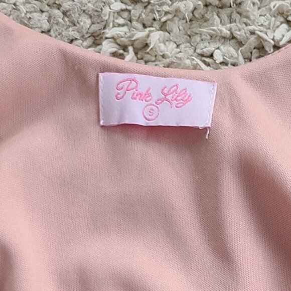 Small Pink Lily Blush cut out midi dress - Picture 3 of 5